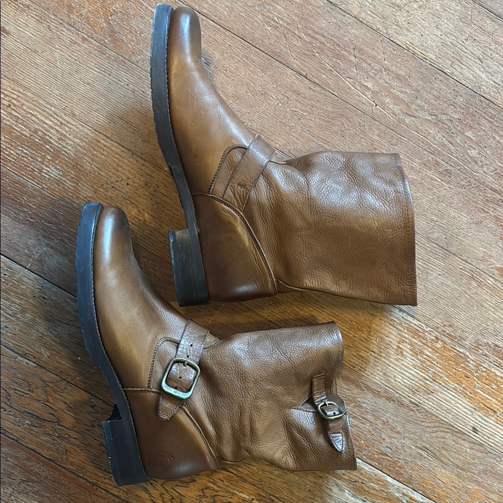 Frye Brown Leather Combat Boots - Picture 5 of 10
